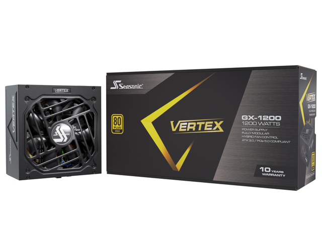 Seasonic VERTEX GX-1200, 1200W 80+ Gold,  ATX 3.0 / PCIe 5.0 Compliant, Full Modular, Fan Control in Fanless, Silent, and Cooling Mode, 10 Years Warranty