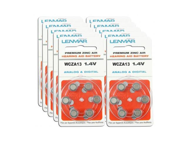 Lenmar Hza13 60 60 Pack 14v 300mah Premium Zinc Air Hearing Aid Batteries 0078