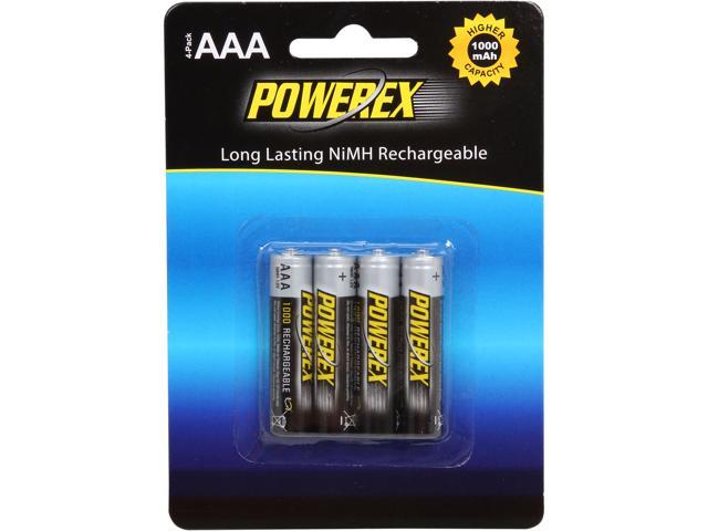 POWEREX MHRAAA4 4-pack 1000mAh AAA Ni-MH Rechargeable Batteries