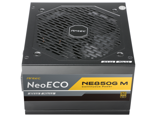 ANTEC NeoECO Series NE850G M ATX3.0, 850W Full Modular PSU, 80 PLUS Gold  Certified, PCIE 5.0 Support, PhaseWave Design, Japanese Caps, Zero RPM