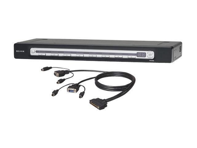 BELKIN OmniView PRO3 F1DA108Z-B 8-Port USB & PS/2 KVM Switch & PS/2 Cable Bundle