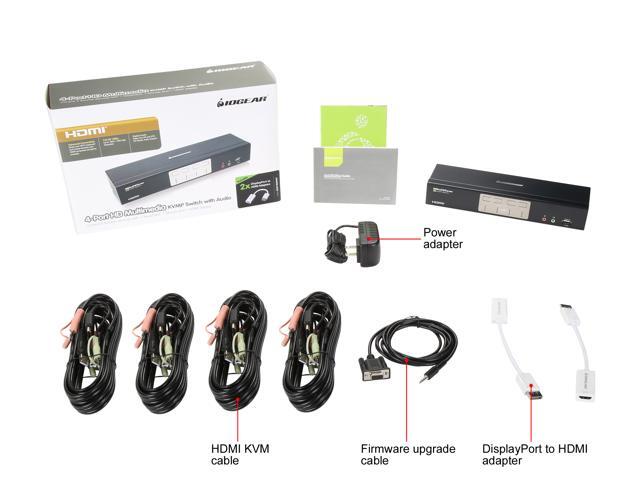 IOGEAR 4-Port HDMI and DisplayPort KVMP Kit with USB Hub and Audio GCS1794DPKIT