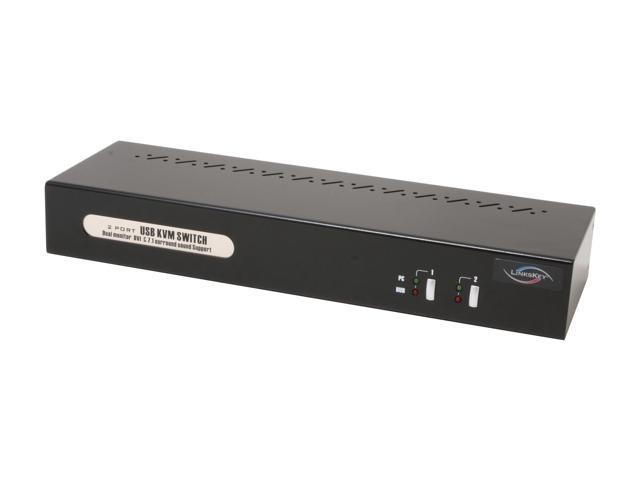 LINKSKEY LDV-DM702AUSK Dual Monitor (DVI+DVI) 7.1 Surround Sound KVM Switch w/ Cables