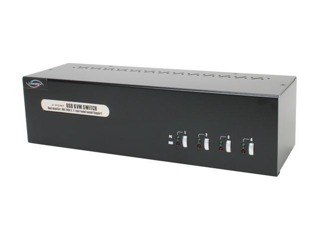 LINKSKEY LDV-DM714AUSK 4-Port Dual Monitor (DVI+VGA) 7.1 Surround Sound KVM Switch w/ Cables