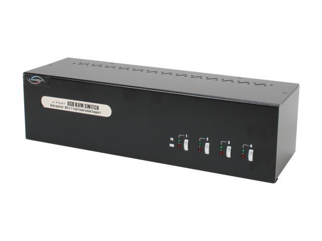 LINKSKEY LDV-DM704AUSK 4-Port Dual Monitor (DVI+DVI) 7.1 Surround Sound KVM Switch w/ Cables
