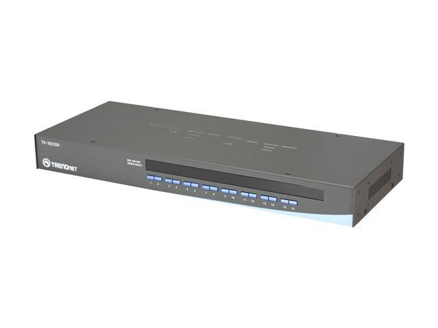 TRENDnet 16-Port Rack Mount USB KVM Switch, VGA and USB Connection, Supports USB and PS/2, Auto-Scan, Device Monitoring, Audible Feedback, Plug and Play, Hot Pluggable, Rack Mountable, Black, TK-1603R