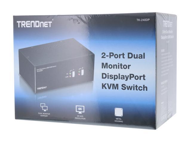 2-Port Dual Monitor DisplayPort KVM Switch - TRENDnet TK-240DP