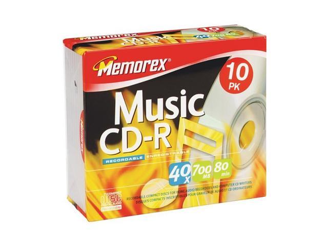 Memorex 700MB 40X Music CD-R 10 Packs Slimline Jewel Case Disc Model ...