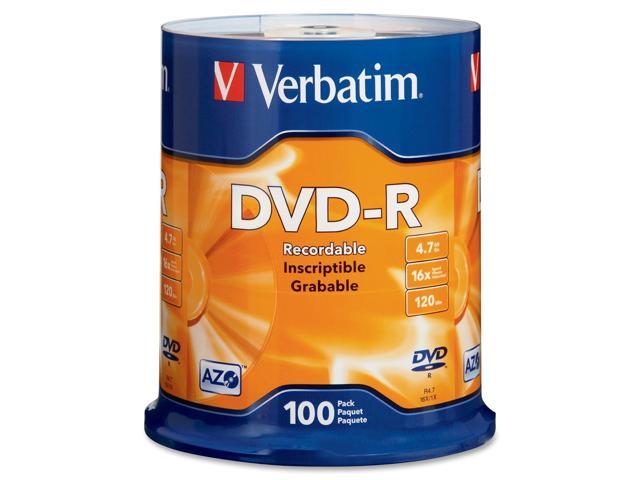 Verbatim 4.7 GB 16X DVD-R 100 Packs Spindle Disc Model 95102