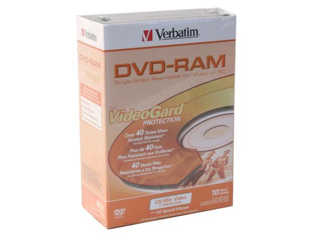 Verbatim 4.7GB 3X DVD-RAM 10 Packs Packaged in convenient video-sized trim cases. Disc Model 95133