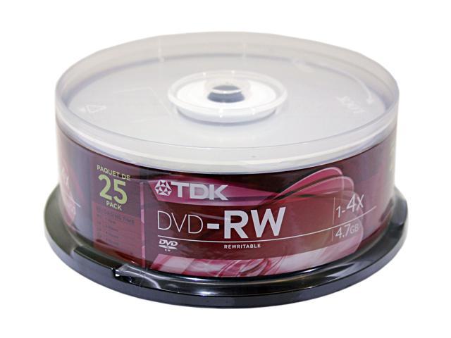 TDK 4.7GB 4X DVD-RW 25 Packs Spindle Disc Model 48464