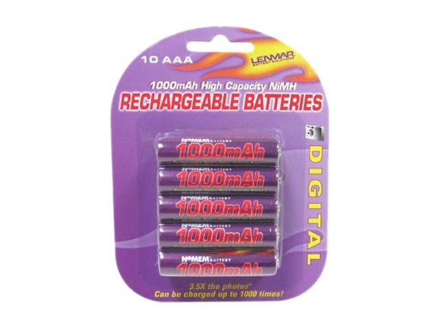 LENMAR PRO1010 10-pack 1000mAh AAA Ni-MH  Rechargeable Batteries