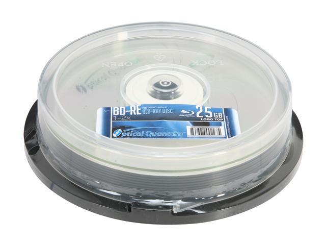Optical Quantum 25GB 2X BD-RE 10 Packs Spindle Logo Top Disc Model OQBDRE02LT-10