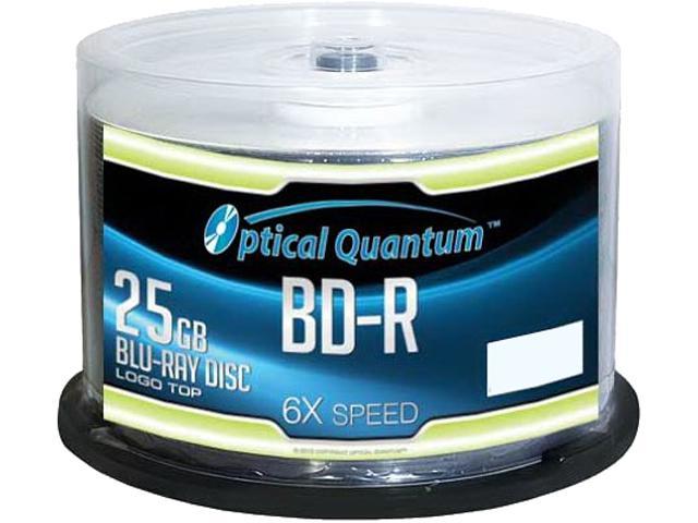 Optical Quantum 25GB 6X BD-R 50 Packs Spindle Blu-ray Media Logo Top Model OQBDR06LT-50