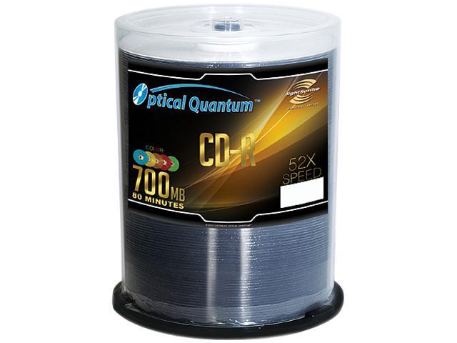 Optical Quantum 700MB 52X CD-R Color LightScribe 100 Packs Spindle Disc Model OQCDR52CRLS