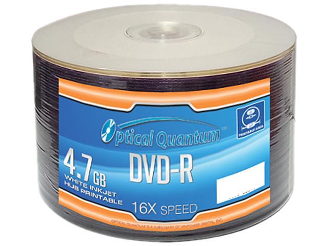 Optical Quantum 4.7GB 16X DVD-R White Inkjet Hub Printable 50 Packs Disc Model OQDMR16WIPH-50SP