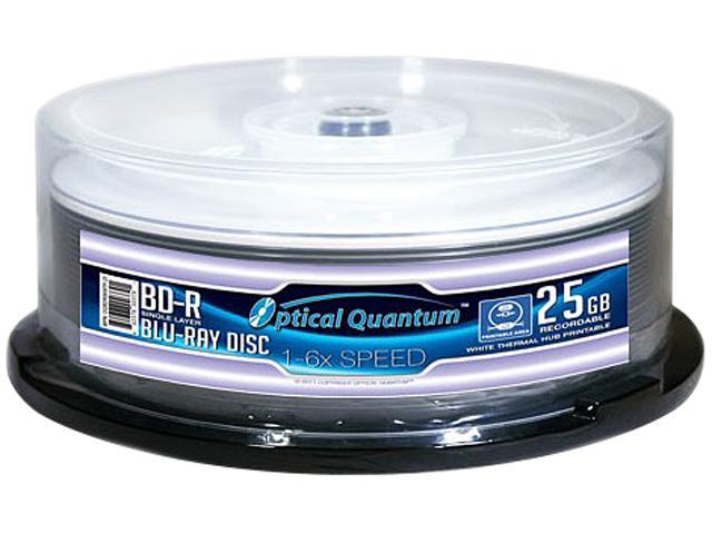 Optical Quantum 25GB 6X BD-R White Thermal Printable 25 Packs Spindle Blu-ray Disc Model OQBDR06WTP-25