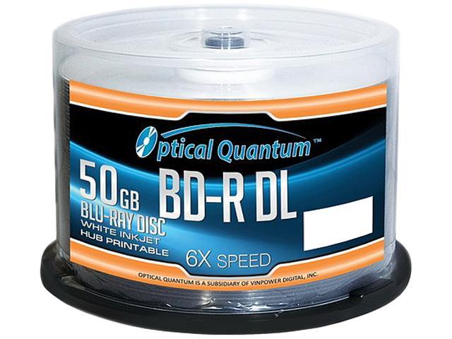Optical Quantum 50GB 6X BD-R DL White Inkjet Printable 50 Packs Spindle Blu-ray Disc Model OQBDRDL06WIPH-50