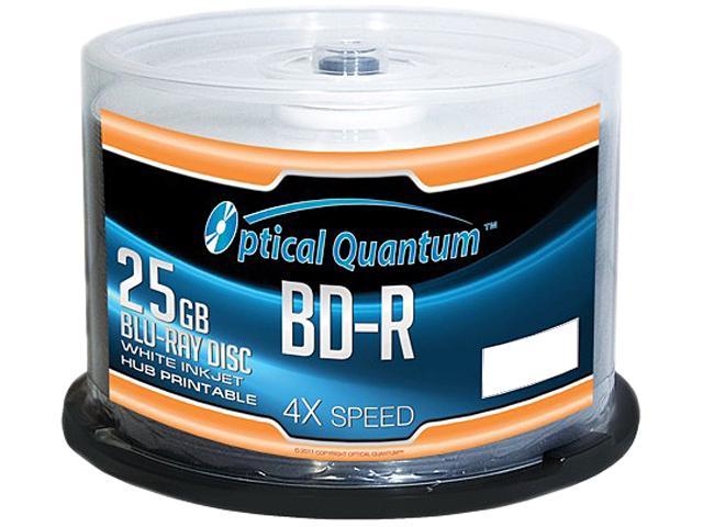 Optical Quantum 25GB 4X BD-R White Inkjet Printable 50 Packs Spindle Blu-ray Disc Model OQBDR04WIP-H-50