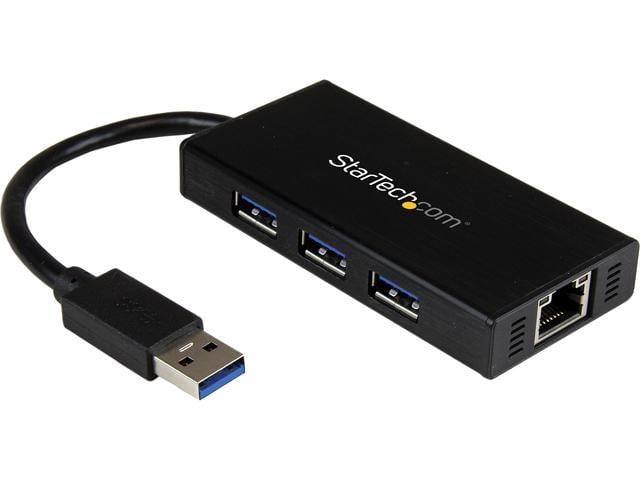 StarTech.com ST3300GU3B USB 3.0 Hub with Gigabit Ethernet Adapter - 3 Port - NIC - USB Network Adapter - USB Ethernet Dongle - USB Lan Adapter