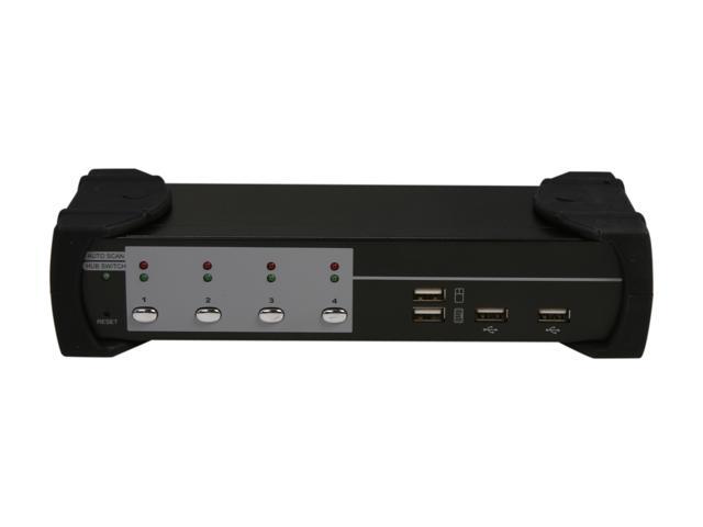 SYBA SY-KVM20108 4-Port USB DVI KVM Switch with Speaker, Microphone, Printer and Thumb Drive Support