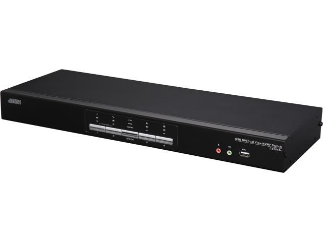 ATEN CS1644A 4-port Dual Video Dual Link DVI KVMP Switch with Audio Support, Cables Included