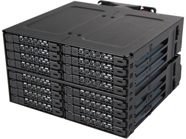 ICY DOCK ToughArmor MB516SP-B Rugged Full Metal 16 Bay 2.5" SAS/SATA SSD/HDD Backplane Cage for 2x External 5.25" Bay