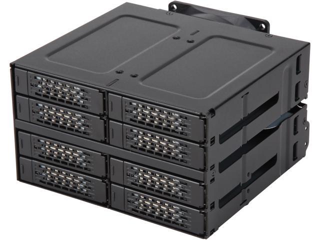 ICY DOCK MB508SP-B Rugged Full Metal 8 Bay 2.5" SAS/SATA SSD/HDD Backplane Cage for 2x External 5.25" Bay