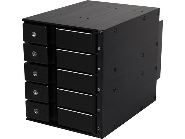 Athena Power BP-TLA3051SAC 3.5" HDD Trayless Hot-Swap Backplane Module Converts 3 X 5.25" to 5 X 3.5" SAS/SATA 6Gb/s HDD (Vertical) - Aluminum Cage & Tray w/ Security Keylock, 80mm Fan & LED Indicator - OEM