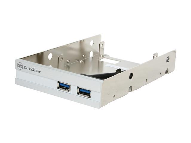 Aluminum Front Panel 2 x USB 3.0 Ports With 2 x 2.5" to 3.5" Bay Converter Device, Silver