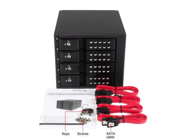 StarTech.com HSB4SATSASBA 4 Bay Aluminum Trayless Hot Swap Mobile Rack ...