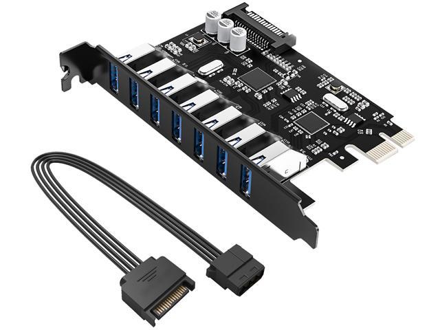 MEO PCI-e USB 3.0 Expansion Card 7 Port USB 3.0 PCI Express Expansion Card pcie usb3.0 to pcie Adapter Converter sata Power Supply 