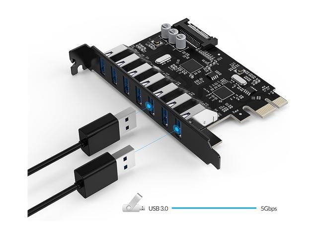 Heritan USB 3.0 PCI-E Scheda di Espansione 7 Hub Controller Esterna PCI-E Extender PCI Express Card per Desktop
