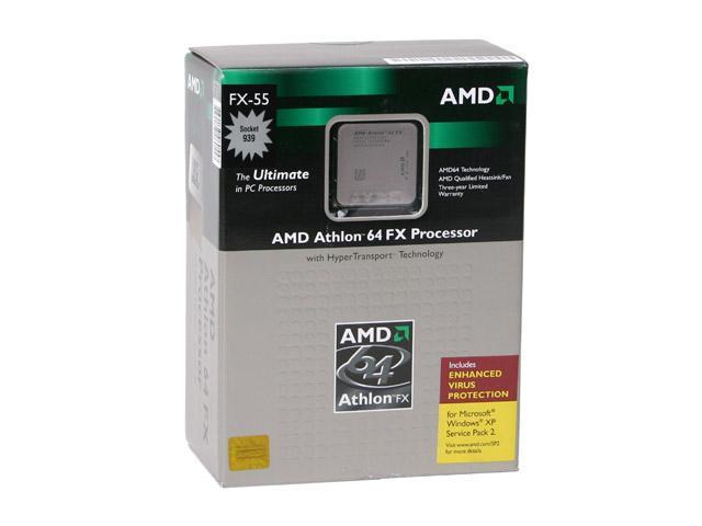 AMD Athlon 64 FX-55 - Athlon 64 FX ClawHammer Single-Core 2.6 GHz Socket 939 Processor - ADAFX55ASBOX