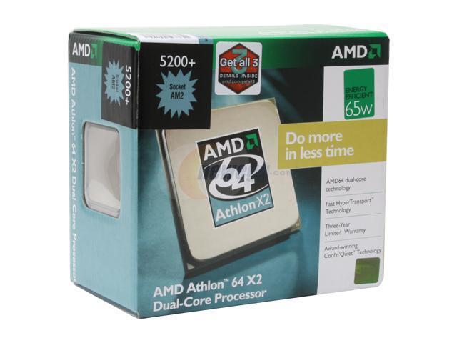 AMD Athlon 64 X2 5200+ - Athlon 64 X2 Windsor Dual-Core 2.6 GHz Socket AM2 65W Processor - ADO5200CZBOX