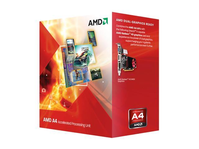 AMD A4-3400 - A-Series APU (CPU + GPU) Llano Dual-Core 2.7 GHz Socket FM1 65W AMD Radeon HD 6410D Desktop APU (CPU + GPU) with DirectX 11 Graphic - AD3400OJHXBOX