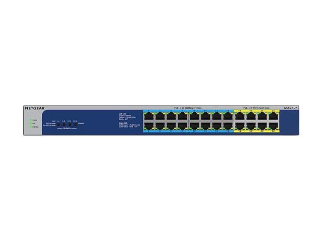 NETGEAR 24-Port Gigabit Ethernet Unmanaged PoE Switch (GS524UP) - with 8 x  PoE+ and 16 x PoE++ @ 480W, Desktop/Rackmount, and ProSAFE Lifetime