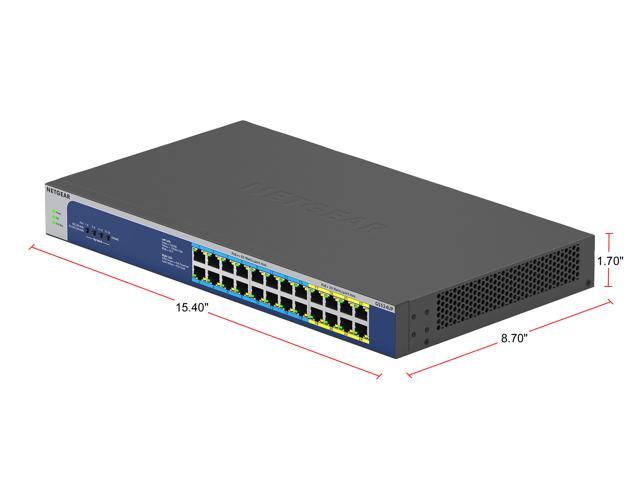 NETGEAR 24-Port Gigabit Ethernet Unmanaged PoE Switch (GS524UP) - with 8 x  PoE+ and 16 x PoE++ @ 480W, Desktop/Rackmount, and ProSAFE Lifetime