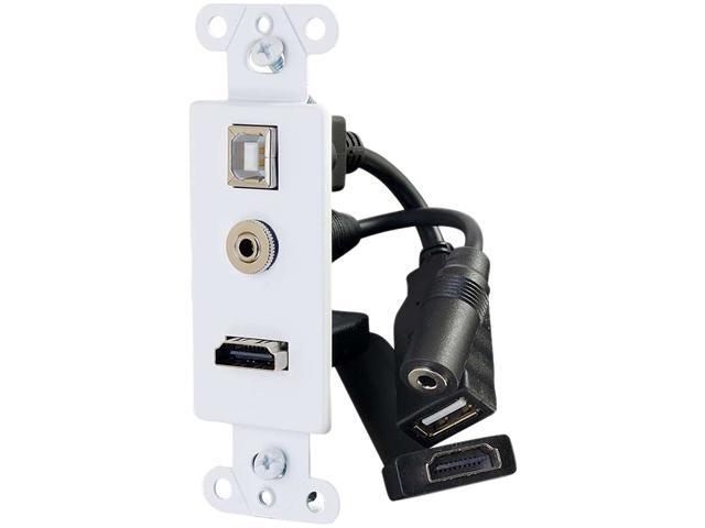 HDMI&, USB AND 3.5MM AUDIO PASS THROUGH DECORATIVE WALL PLATE - WHITE ...