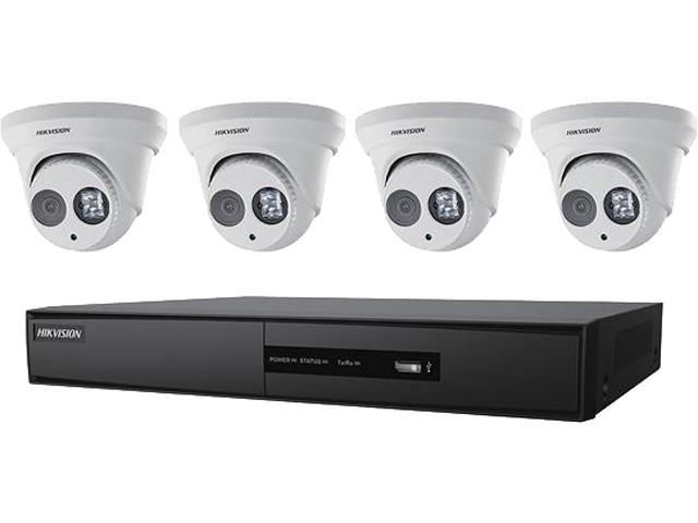 HIKVISION - 4-Channel 5MP NVR with 1TB HDD and 4 x 4MP Outdoor Turret Cameras Kit, I7604N1TP
