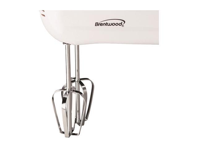 White Brentwood HM-45 Electric Hand Mixer Lightweight 5-Speed 