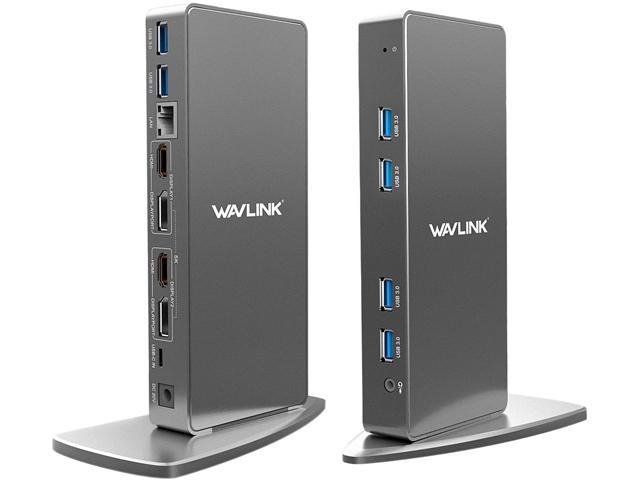 Wavlink USB 3.0 & USB C Ultra HD/5K Universal Laptop Docking Station, Dual  4K Video Display with 2 X HDMI, 2 x DisplayPort, Gigabit Ethernet, 6 x USB  