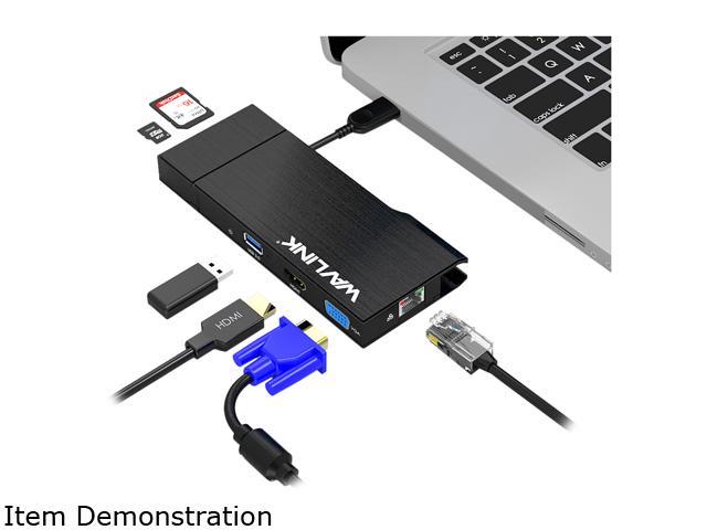 Wavlink USB 3.0 Universal 2K Mini Docking for Tablets/Notebooks,Dual Video HDMI/VGA with Gigabit Ethernet,USB 3.0 Port,SD/TF Card Reader,HDMI up to 2560x1440 and VGA 1920x1200,for Windows,Mac