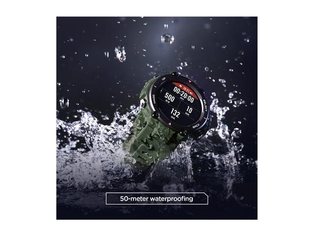 20-Day Battery Life Tough Body 1.3 AMOLED Display GPS Army Green Military Standard Certified Amazfit T-Rex Smartwatch Water Resistant 14-Sports Modes 