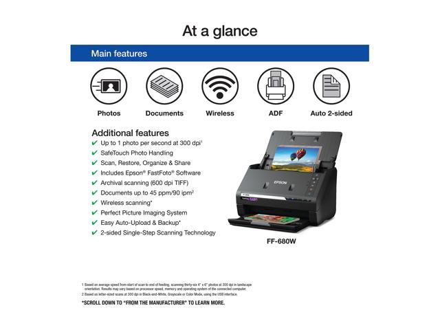 Epson FastFoto FF-680W Wireless High-speed Photo Scanning System