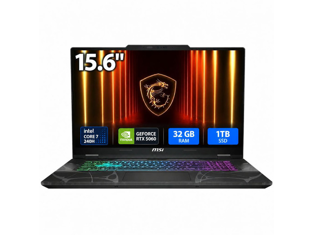 MSI Cyborg 15 B2RW Cyborg 15 B2RWFKG-421US 15.6" Gaming Notebook - Intel Core 7 240H - 32 GB - 1 TB SSD - Windows 11 Home - NVIDIA GeForce RTX 5060 8 GB - Webcam - Wi-Fi 6E