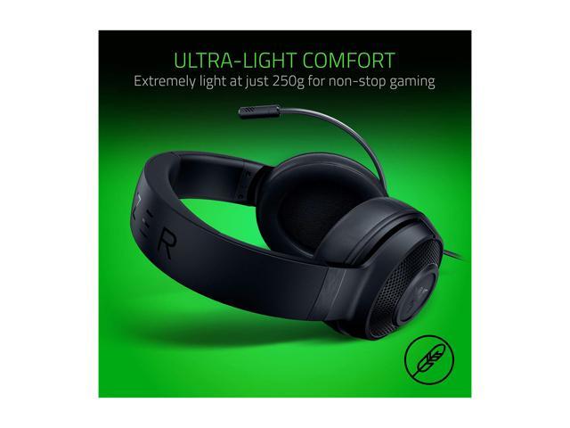 Razer Kraken X Gaming Headset 7 1 Surround Sound Ultra Light Classic Black Newegg Com