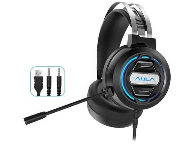 AULA S603 Wired Gaming Headset with Microphone Surround Sound, USB Dual 3.5mm Corded Volume Control Over-Ear Games Headphones, HD Noise Cancelling Mic for Phone PC/MAC Laptop