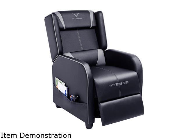Vitesse Gaming Recliner Chair Racing Style Single Ergonomic Lounge Sofa Modern PU Leather Reclining Home Theater Seat for Living & Gaming Room Blue 