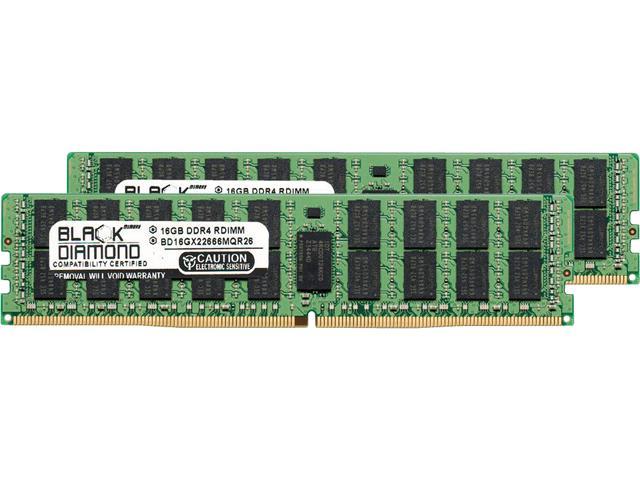 Black Diamond Memory 32GB (2 x 16GB) 288-Pin DDR4 SDRAM ECC Registered DDR4 2666 (PC4 21300) Server Memory Model BD16GX22666MQR26